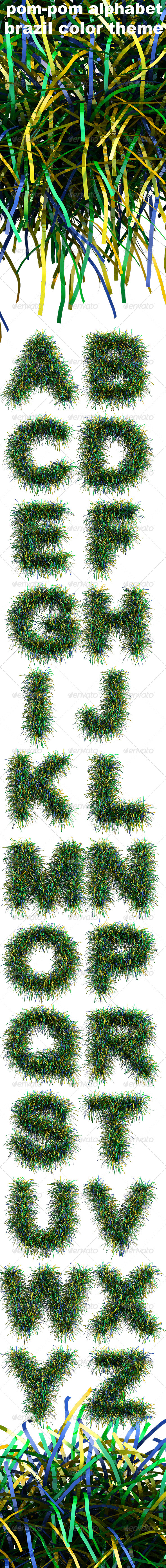 Pom-Pom Alphabet Brazil Color Theme Pom-Pom Alphabet Brazil Color Theme