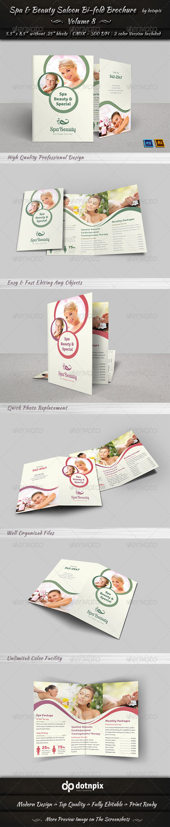 Spa & Beauty Saloon Bi-fold Brochure Volume 8 Spa & Beauty Saloon Bi-fold Brochure Volume 8