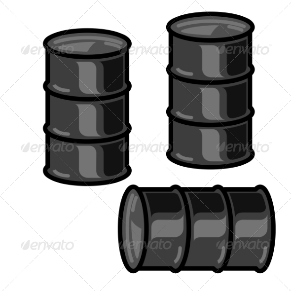 Silhouettes Metal Barrels for Oil on White Background Silhouettes Metal Barrels for Oil on White Background