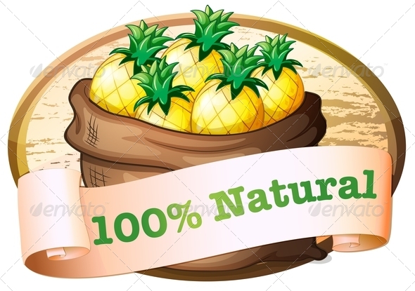 Sack of Pineapples with Natural Label Sack of Pineapples with Natural Label