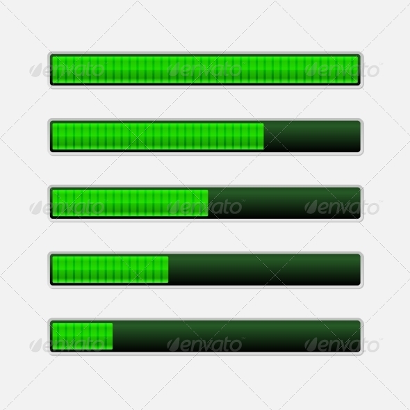 Set of Green Progress Bars Set of Green Progress Bars