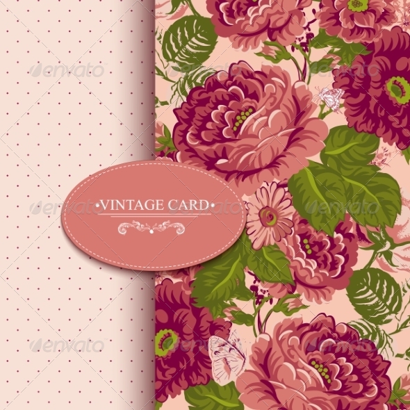 Elegance Vintage Floral Card with Roses Elegance Vintage Floral Card with Roses