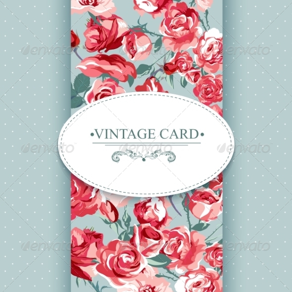 Elegance Vintage Floral Card with Roses Elegance Vintage Floral Card with Roses