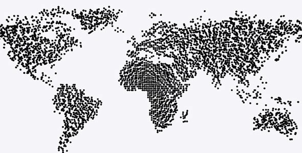 World Map Particle Formation Black & White World Map Particle Formation Black & White