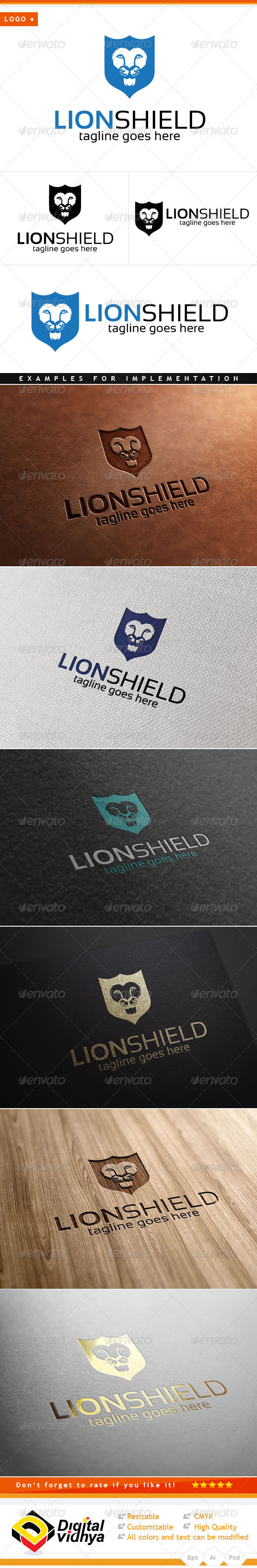 Lion & Shield Logo - Animals Logo Templates