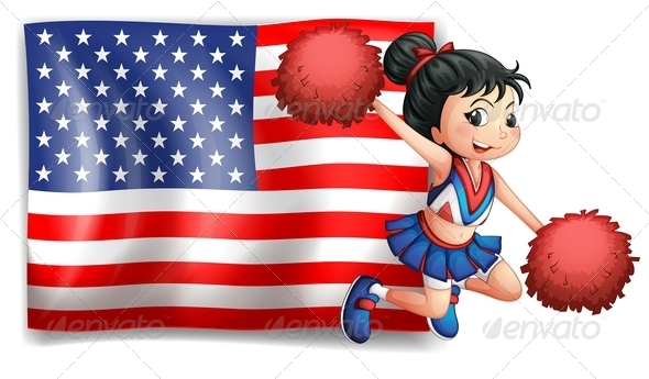 Cheerleader with USA Flag