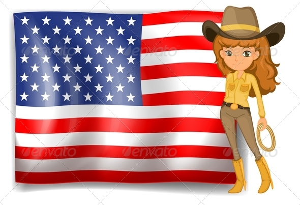 Cowgirl and USA Flag