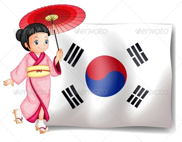 Girl with South Korean Flag