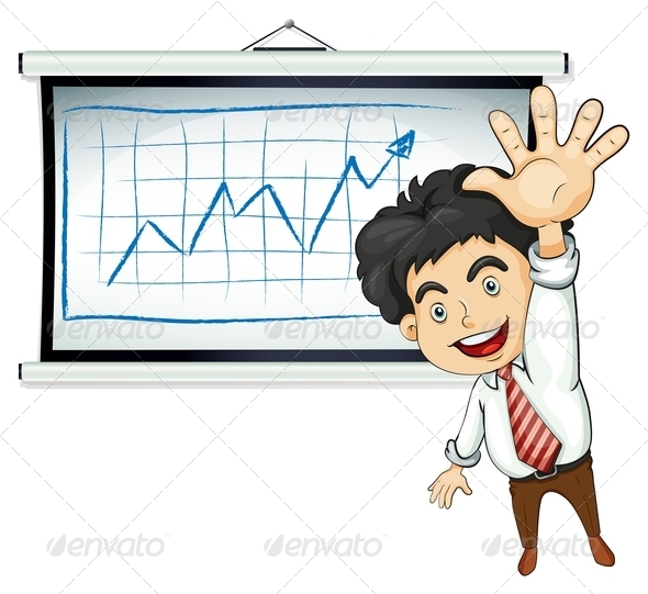 Happy Businessman with Chart Happy Businessman with Chart