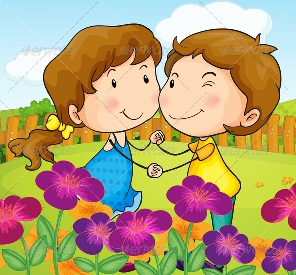 A Garden with a Sweet Couple A Garden with a Sweet Couple