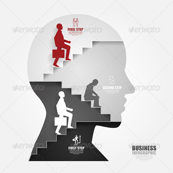 GraphicRiver Businessman Up the Head Ladder Paper Cut 7905707 GraphicRiver Businessman Up the Head Ladder Paper Cut 7905707
