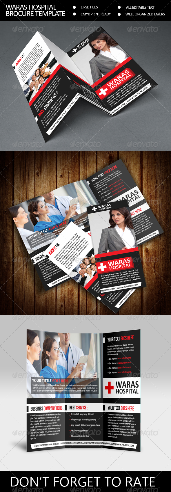 Waras Hospital Trifold Brocure Template Waras Hospital Trifold Brocure Template