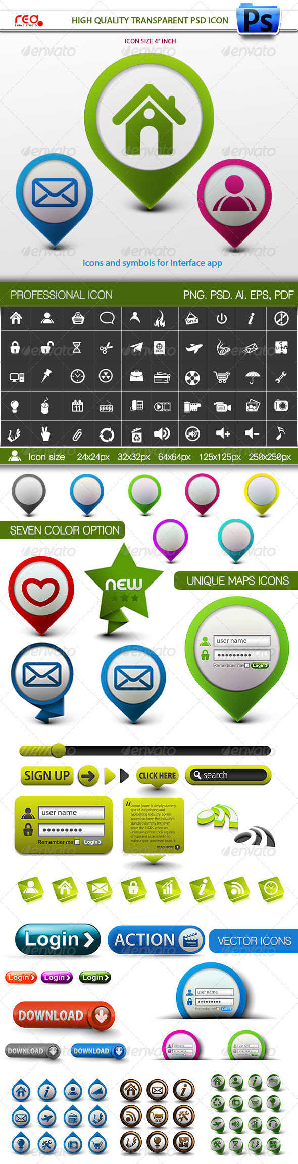 Unique Maps Icons With Web Element - Web Icons