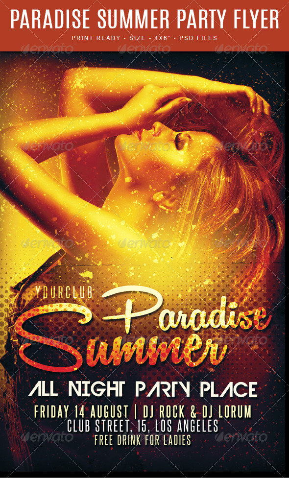 Summer Paradise party Flyer Template Summer Paradise party Flyer Template