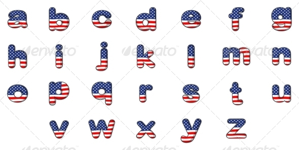 Alphabet with American Flag Design