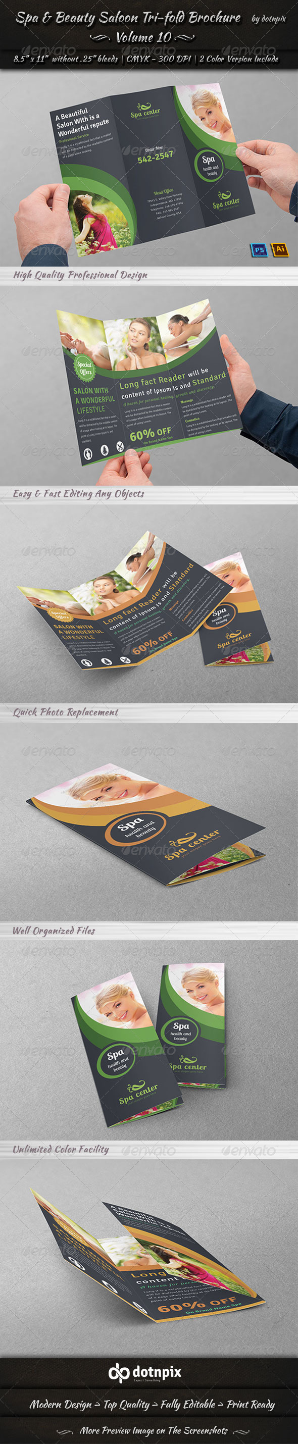 Spa & Beauty Saloon Tri-fold Brochure Volume 10 Spa & Beauty Saloon Tri-fold Brochure Volume 10