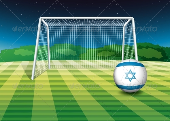 A Football Field with the Flag of Israel