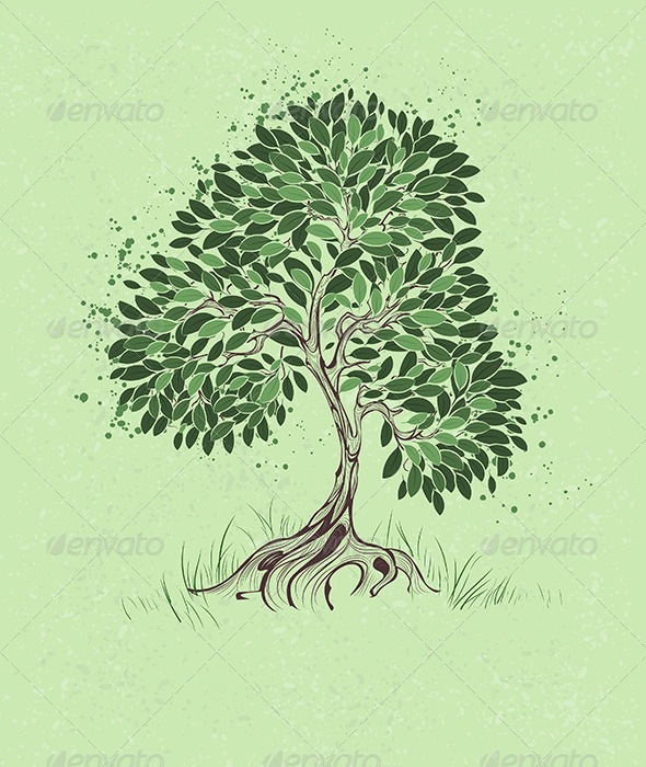 Tree on a Green Background Tree on a Green Background