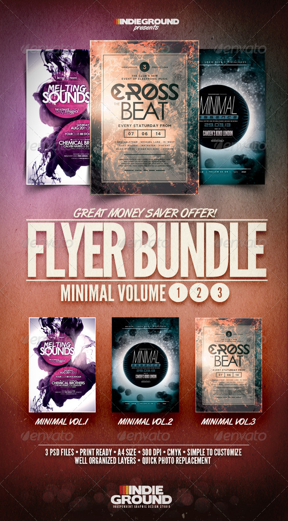 Minimal Flyer/Poster Bundle Vol. 1-3 - Events Flyers