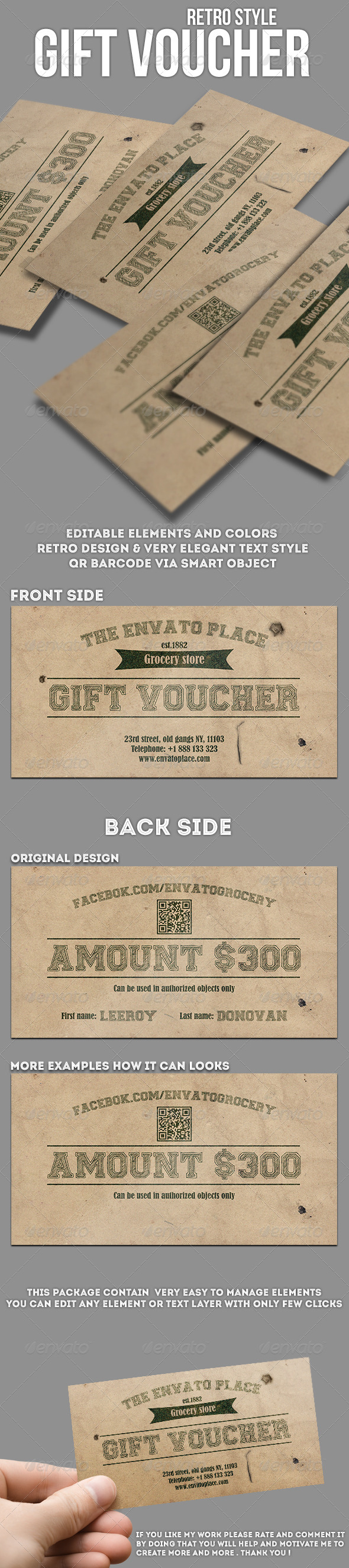 Grocery retro style gift voucher Grocery retro style gift voucher