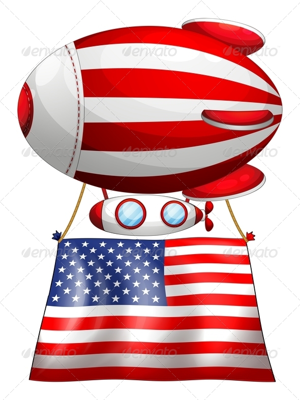 A Floating Balloon with the American Flag