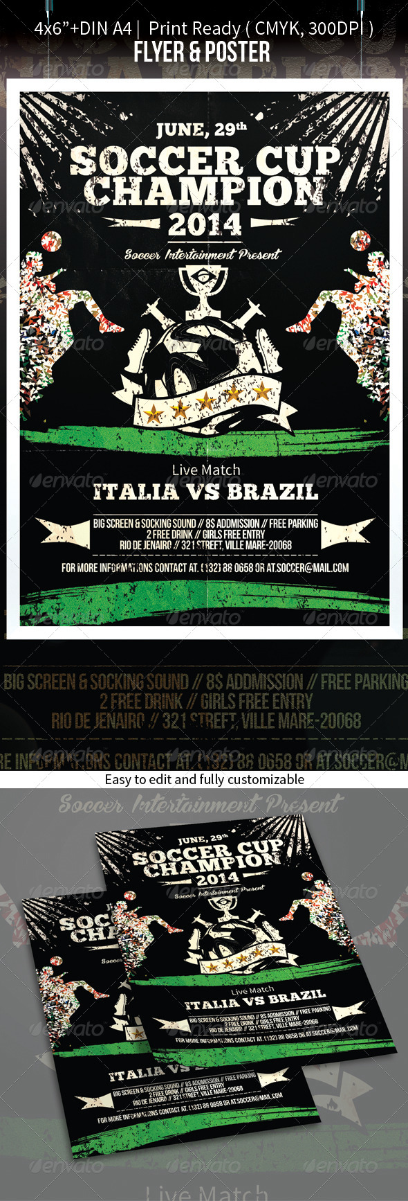 Soccer Cup Brazil 2014 Football Flyer Soccer Cup Brazil 2014 Football Flyer