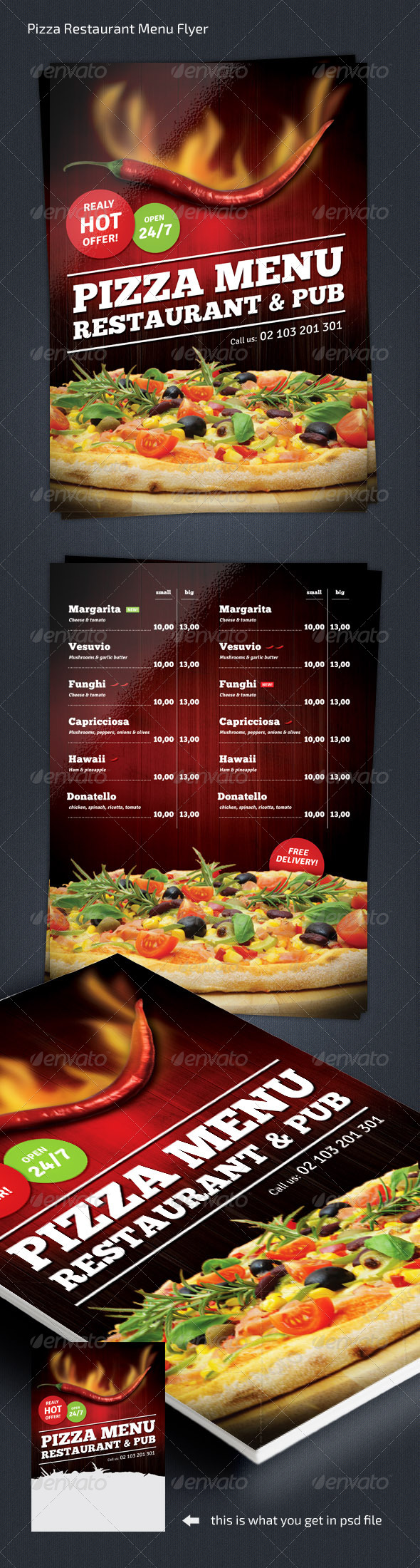 Pizza Restaurant Menu Flyer A4