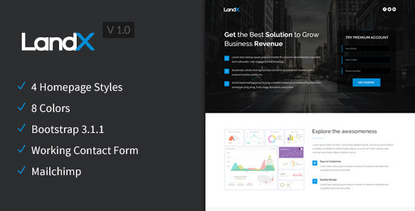 LandX - Multipurpose Bootstrap 3 Landing Page - Marketing Corporate