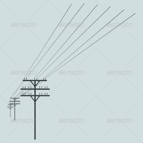 Vector Silhouette of Power Line Vector Silhouette of Power Line