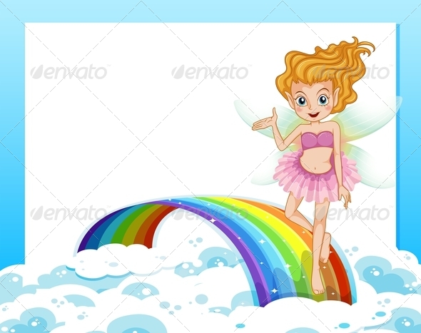 Template with Fairy and Rainbow