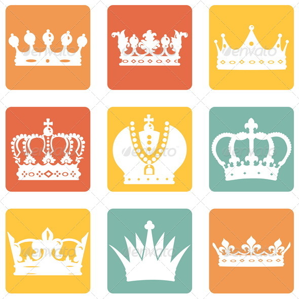 Set of Royal Crown Icons Set of Royal Crown Icons