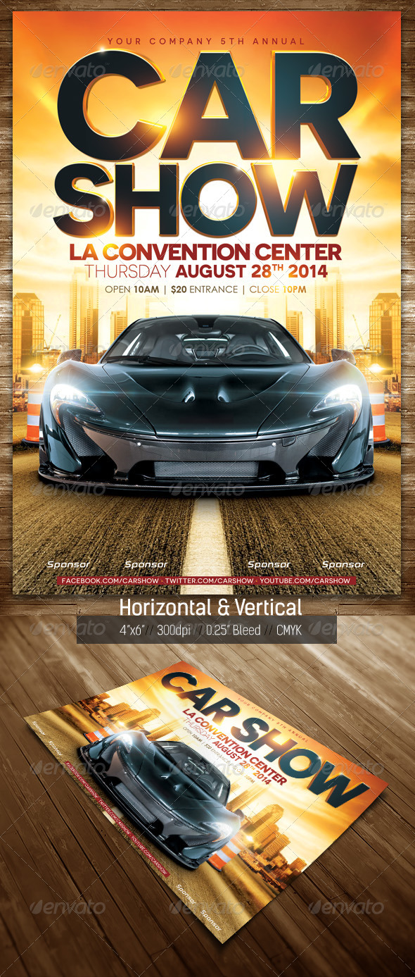 Car Show Flyer Street Horizontal & Vertical Car Show Flyer Street Horizontal & Vertical