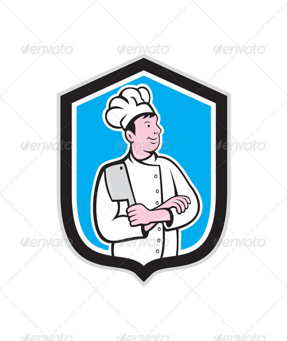 Chef Cook Holding Knife Arms Crossed Cartoon Chef Cook Holding Knife Arms Crossed Cartoon