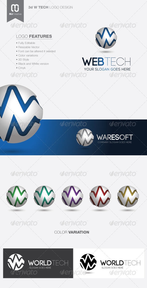 W Tech 3D Logo W Tech 3D Logo