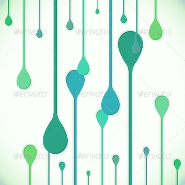 Flat Style Vector Green Water Drops Flat Style Vector Green Water Drops