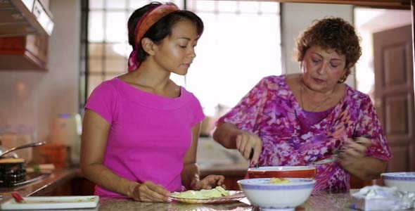 Mother & Daughter Preparing Food At Kitchen 3 Mother & Daughter Preparing Food At Kitchen 3