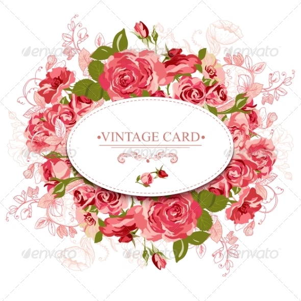 Vintage Floral Card with Roses Vintage Floral Card with Roses