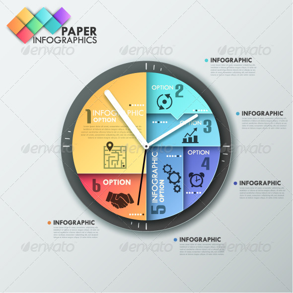 GraphicRiver Paper Infographic Template With Clock 7953494 GraphicRiver Paper Infographic Template With Clock 7953494