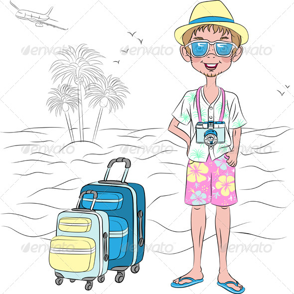 Hipster Traveler Guy on the Sea Beach Hipster Traveler Guy on the Sea Beach