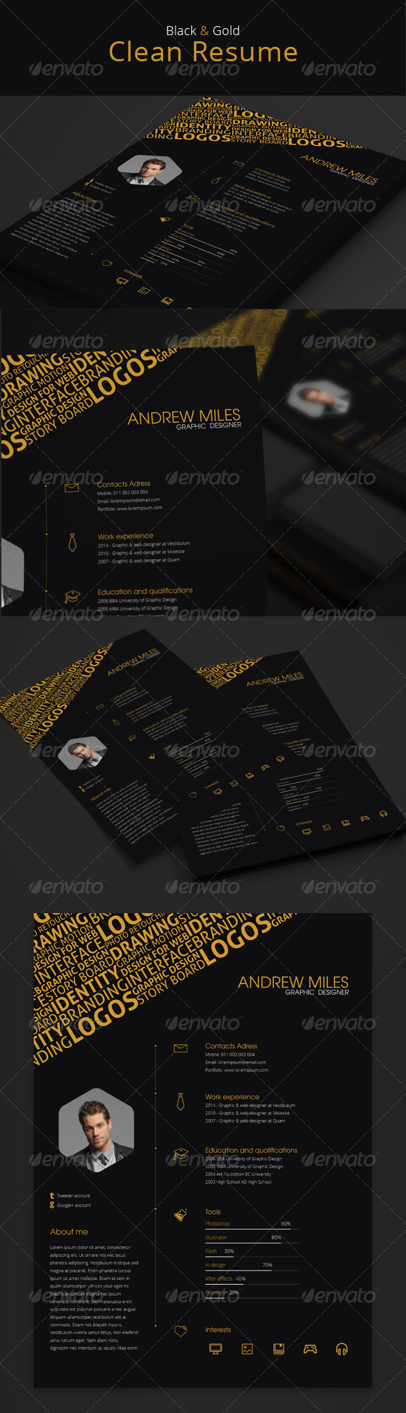 black & gold resume