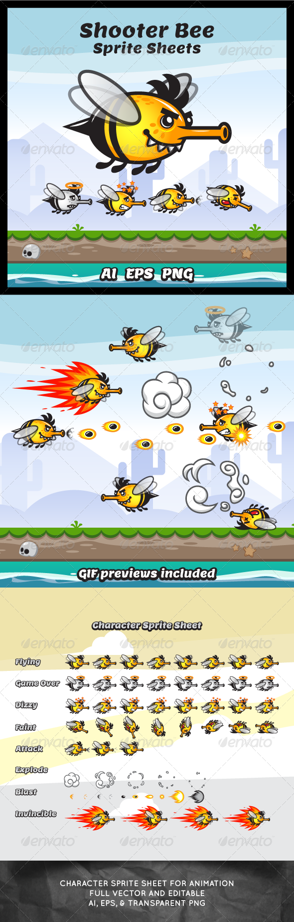 Game Character Shooter Bee Sprite Sheets Game Character Shooter Bee Sprite Sheets