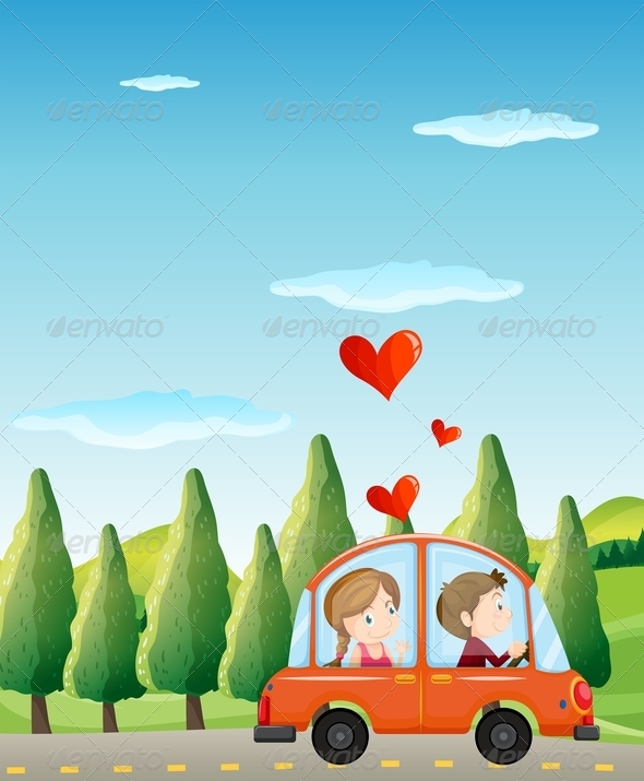 Couple Riding on a Car Couple Riding on a Car