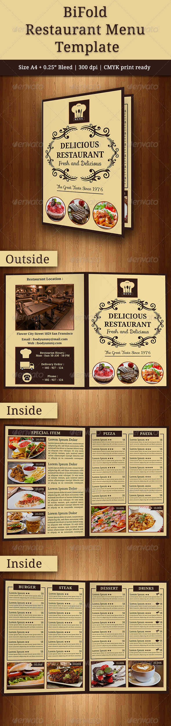 GraphicRiver BiFold Restaurant Menu 7974858 GraphicRiver BiFold Restaurant Menu 7974858