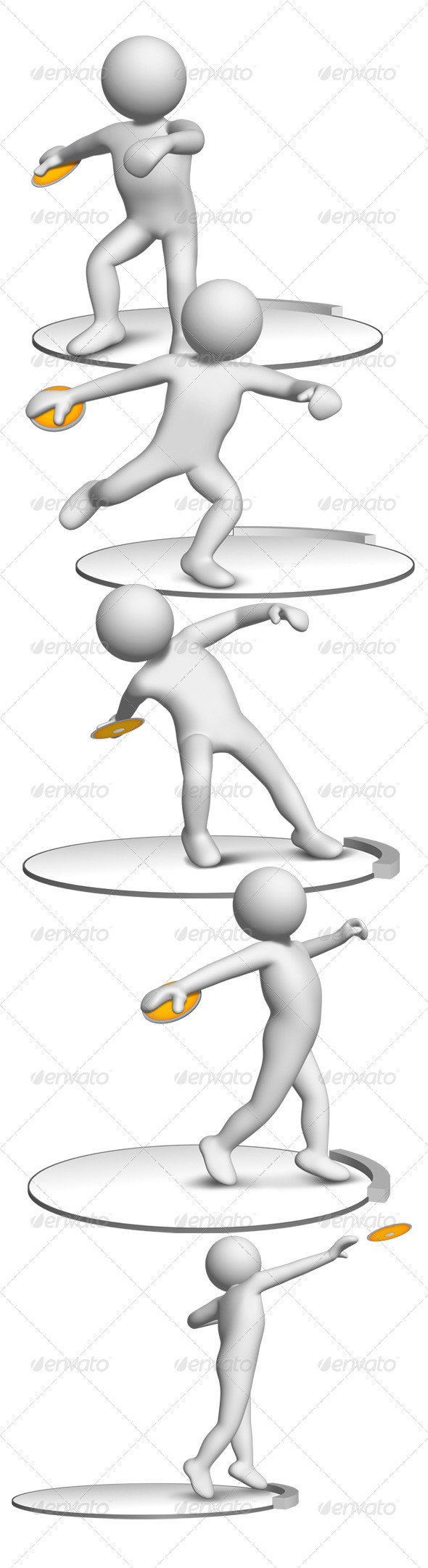 3D Little Guy Throwing Discus 3D Little Guy Throwing Discus