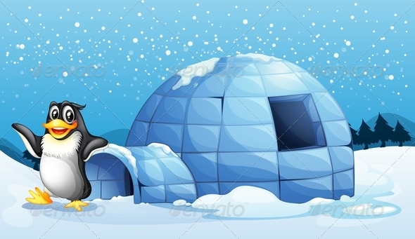 Penguin Beside an Igloo Penguin Beside an Igloo
