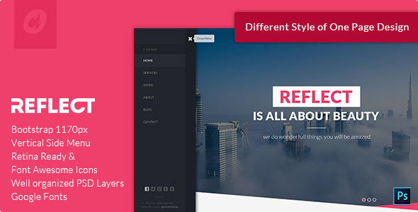 Reflect - Single Page PSD Template