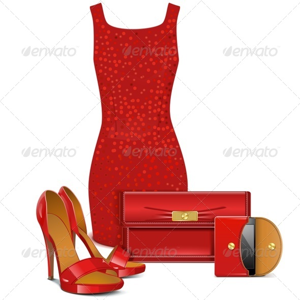 Vector Red Female Clothes Vector Red Female Clothes