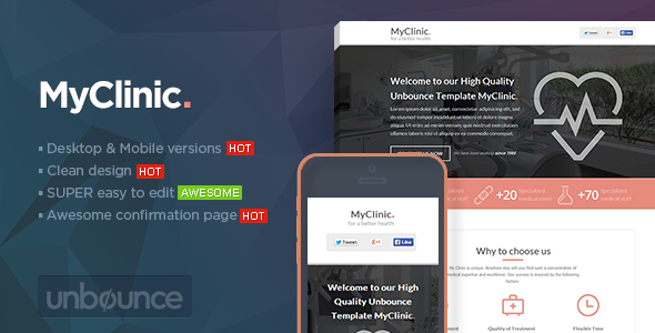 MyClinic - Medical Unbounce Template