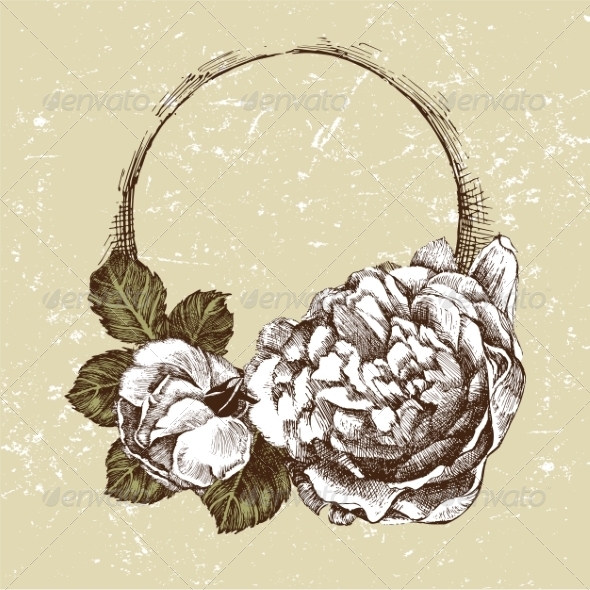 hand drawn frame with roses hand drawn frame with roses