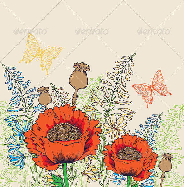 GraphicRiver Background with Red Poppies 7985229 GraphicRiver Background with Red Poppies 7985229